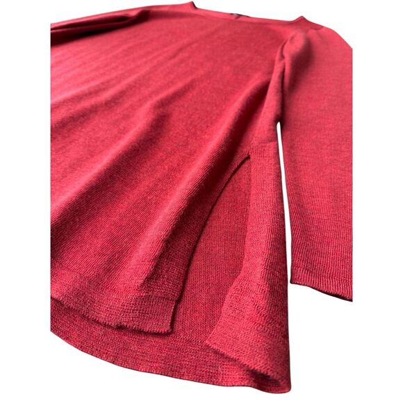Eileen Fisher 100% Merino Wool Orange Red Long Sleeve Tunic Top Size M Petite - Picture 9 of 9